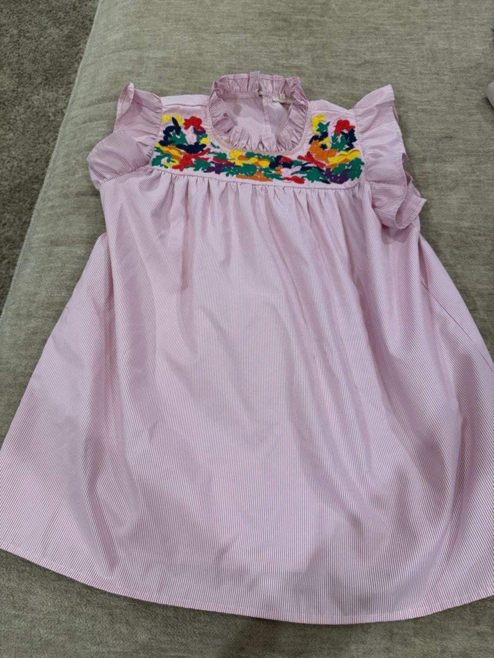 JODIFL Pink Striped Blouse with Multicolor Embroidered Yoke